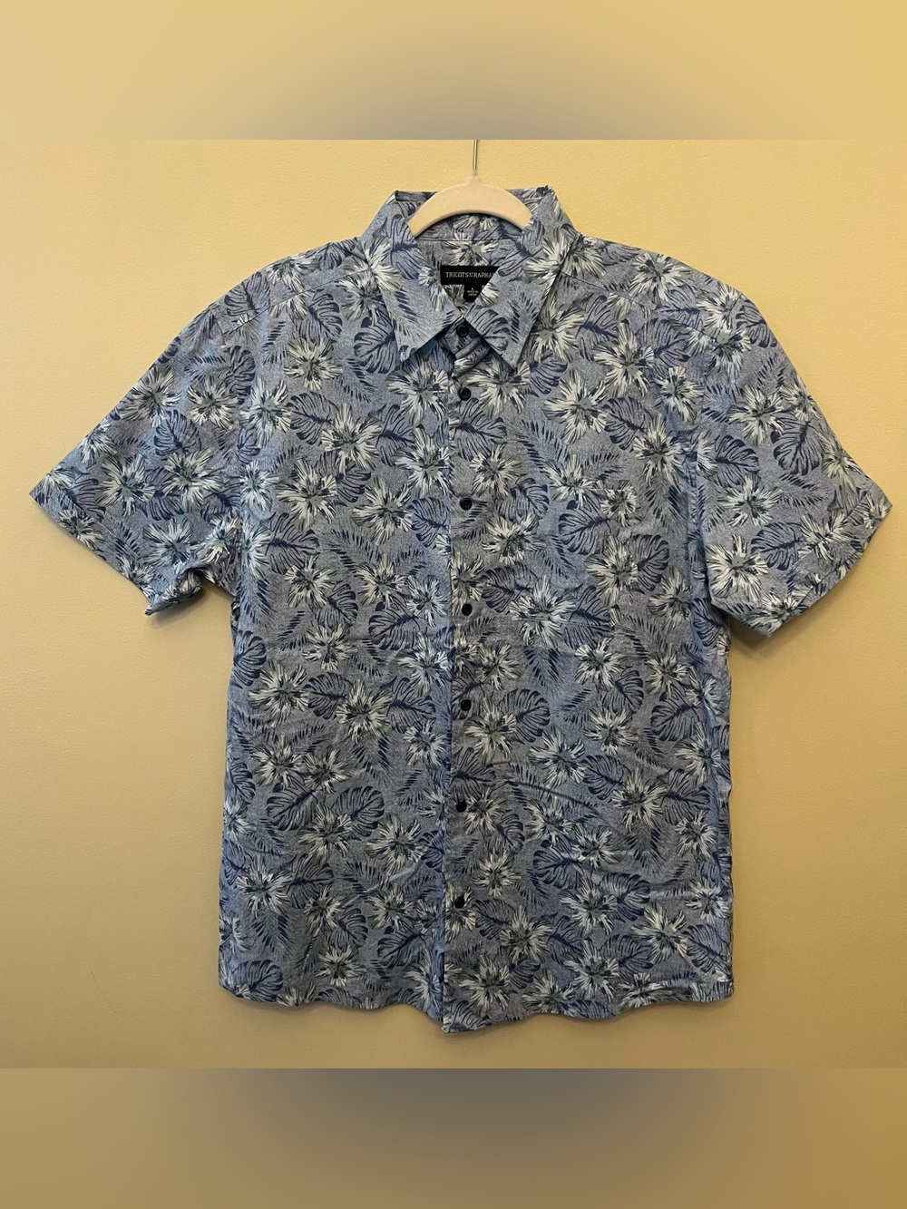 Tricots St. Raphael Tropical Floral Print Button Down Shirt Men's Size Large
